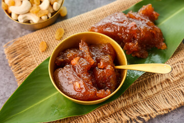 Tirunelveli Halwa India sweet for Diwali Pongal festival made with wheat flour and ghee a famous South Indian Sweet 