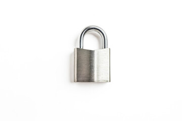 Fototapeta premium Silver Padlock on White Background