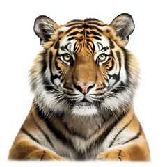 Tiger on a white background. Close-up portrait.