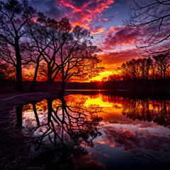 sunset over the river