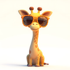 Fototapeta premium Cheerful Cartoon Giraffe in Sunglasses, 3D Character Illustration