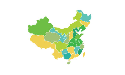 Map of China isolated modern colorful style. for website layouts, background, education, precise, customizable, Travel worldwide, map silhouette backdrop, earth geography, political, reports. 
