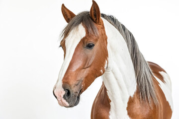 Obraz premium Close-up Portrait of a Bay and White Horse