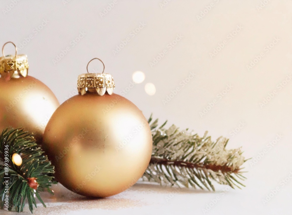 Canvas Prints Christmas Balls and Lights Isolated on White Background