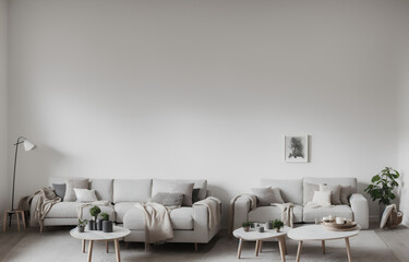 simple living room, white sofa, flat background style
