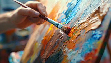 The art gallery is the stroke of a paintbrush on canvas: Picture an artist painting on a canvas, symbolizing the creativity and expression found in an art gallery