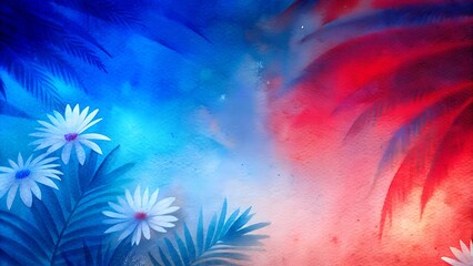 Background with colors. Background with colors. Blue and red flowers. Creative screensaver