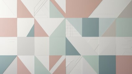 Wall tiles in various shades of white, light green, and pink