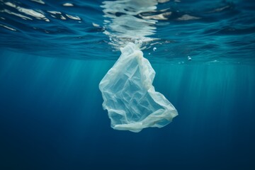 Plastic bag swimming in the ocean