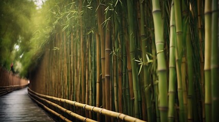 bamboo fence beautiful road decoration image. 