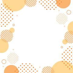 オレンジ　水玉　幾何学とキラキラ　フレーム　正方形