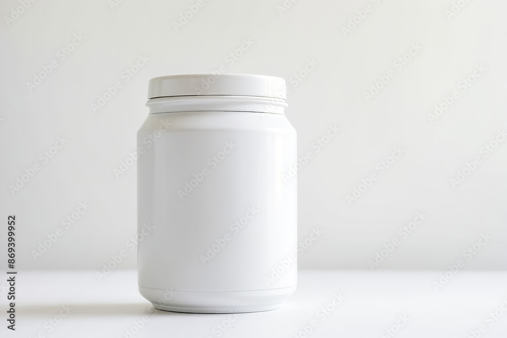 Poster White Thermos Bottle on White Background