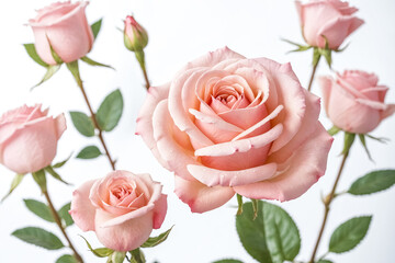 Delicate Pink Roses with Water Droplets