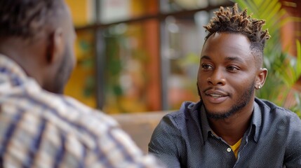 Mentoring Session, A leader attentively listening and providing guidance to a mentee, showing empathy and wisdom