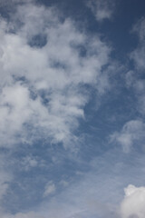 Blue sky. Beautiful Cumulus clouds flying across the sky,