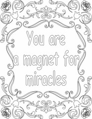 Printable floral coloring page for kids and adults with inspirational quote for self love and self care. it helps to struggle against life to enjoy the tough journey
