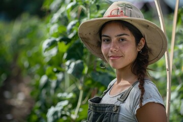Portrait of a young Hispanic female gardener