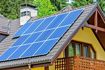 Fototapeta premium Solar panels on house roof