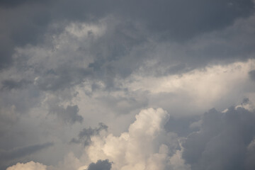 Blue sky. Beautiful Cumulus clouds flying across the sky,