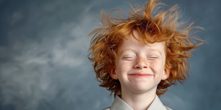 School Picture Fail: Awkward Portrait with Cheesy Smile and Blinking Eye