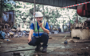 Industrial Inspector Reporting Oil Leak