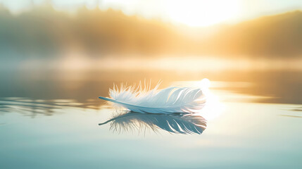 Feather floating on water