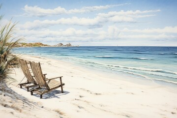 Beach furniture outdoors horizon. 