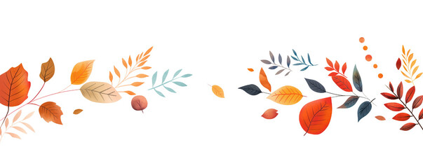 Fototapeta premium Whimsical autumn frame, playful leaves, flat design illustration