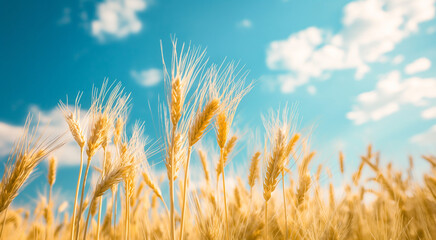 Obraz premium wheat field under blue sky