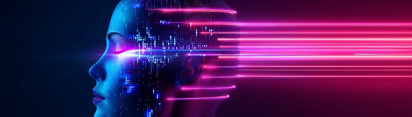 Obraz premium Nebula revealing prophetic visions to a hacker, glowing data streams, high detail, digital illustration, vibrant colors, cyberpunk theme, mystical aura