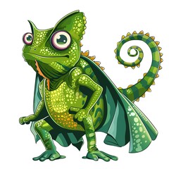 Fototapeta premium Chameleon superhero cartoon isolated whitebackground