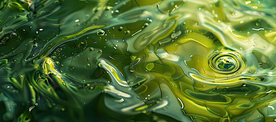 Green Whispers: Abstract Fluid Art with Vibrant Colors and Dynamic Swirling Patterns