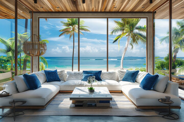 Modern Tropical Living Room with Ocean View