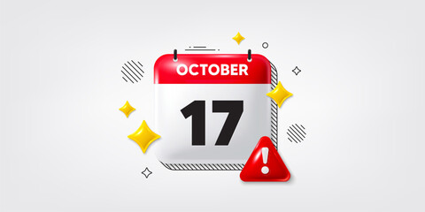 Calendar date of October 3d icon. 17th day of the month icon. Event schedule date. Meeting appointment time. 17th day of October. Calendar month date banner. Day or Monthly page. Vector