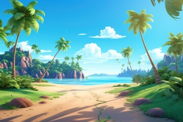 Obraz premium Beach landscape outdoors cartoon.