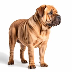 Obraz premium Shar pei dog breed standing against white background, AI Generated