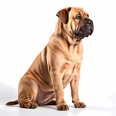 Obraz premium Shar pei dog breed standing against white background, AI Generated