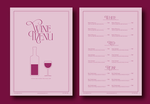 Purple Elegant Wine Menu
