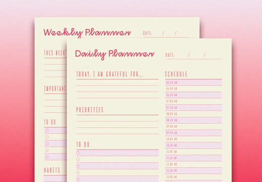 Pink & Cream Minimal Planner