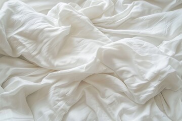 Fototapeta premium Sheets. Close-Up of White Bedding Sheets with Textured Fabric Background