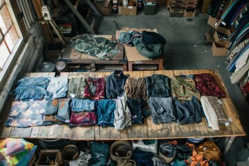 sustainable fashion  - clothes upcycling workshops, capturing moments of collaboration, and craftsmanship designers transform discarded textiles into wearable art