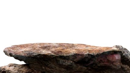 Rock Podium isolated, Stone stand Display product on white background, Cliff mountain