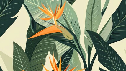 seamless background textured leaves and flowers