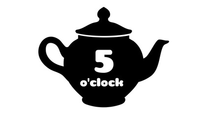 Vector illustration with teapot. Lettering tea o clock