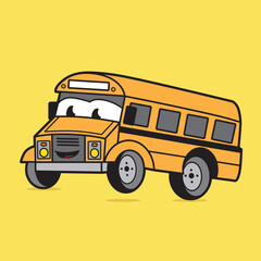 mascot character school bus good for sticker, logo, pins and graphic design