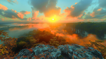 Fantastic sunset view from the high mountain