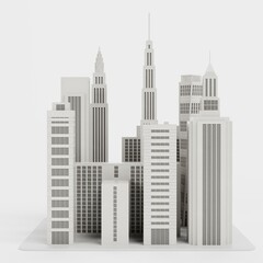 Fototapeta premium Realistic 3D Render of Paper City Model