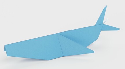 Realistic 3D Render of Paper Whale