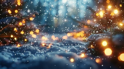 Christmas-themed snowy landscape with festive elements.