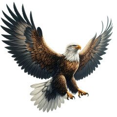 Obraz premium majestic eagle soaring wings spread wide white background